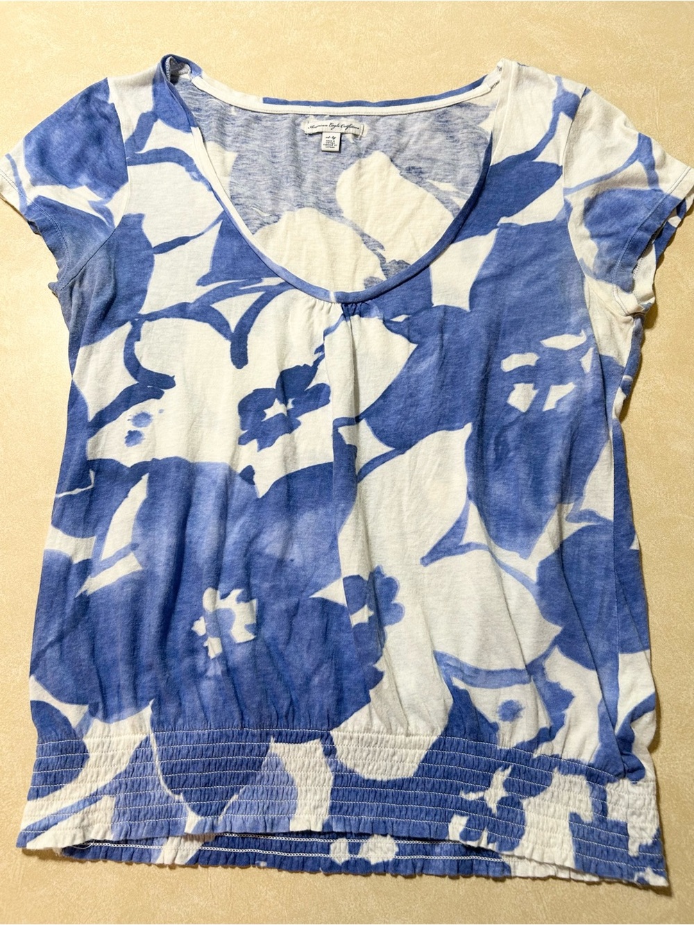 American Eagle Outfitters Sanctuary Blue Floral Scoop Neck Women's Top size XL